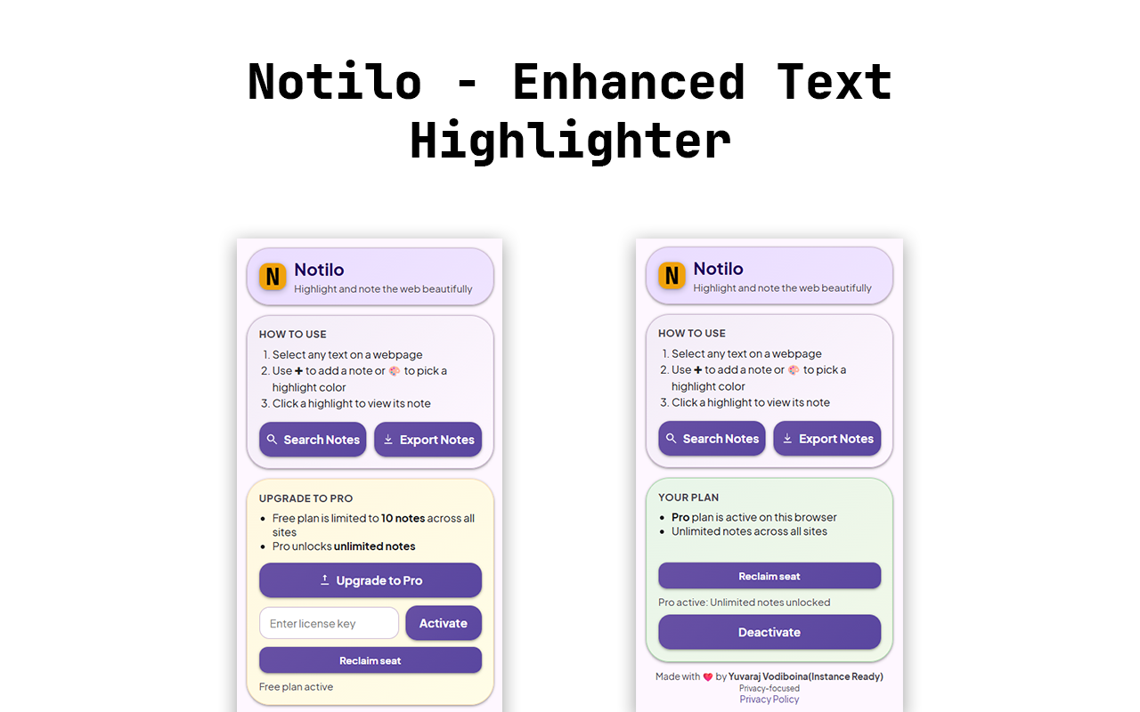 Notilo - Chrome MV3 Extension
